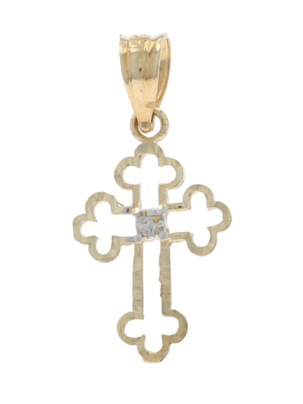 Yellow Gold Budded Cross Pendant - 14k Faith